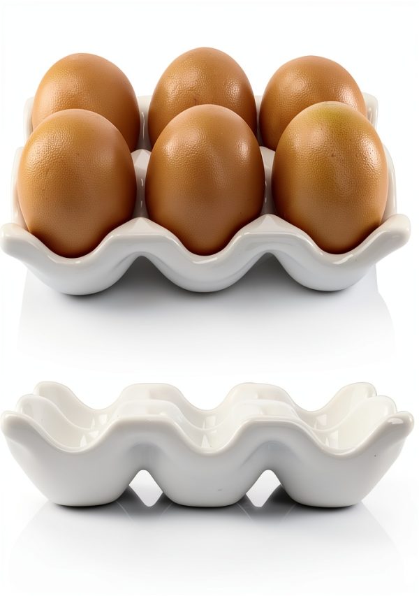 White Ceramic Egg Holder Tray by DEAYOU-1
