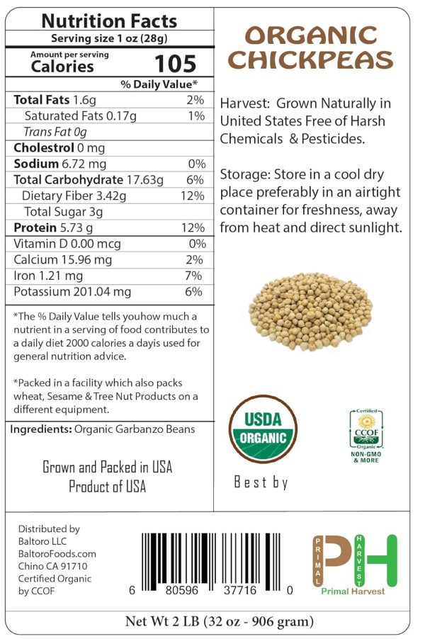 Organic Garbanzo Beans Primal Harvest Dried Raw Chickpeas-1