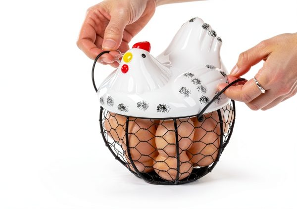 AVLA Ceramic Chicken Egg Basket Storage-2