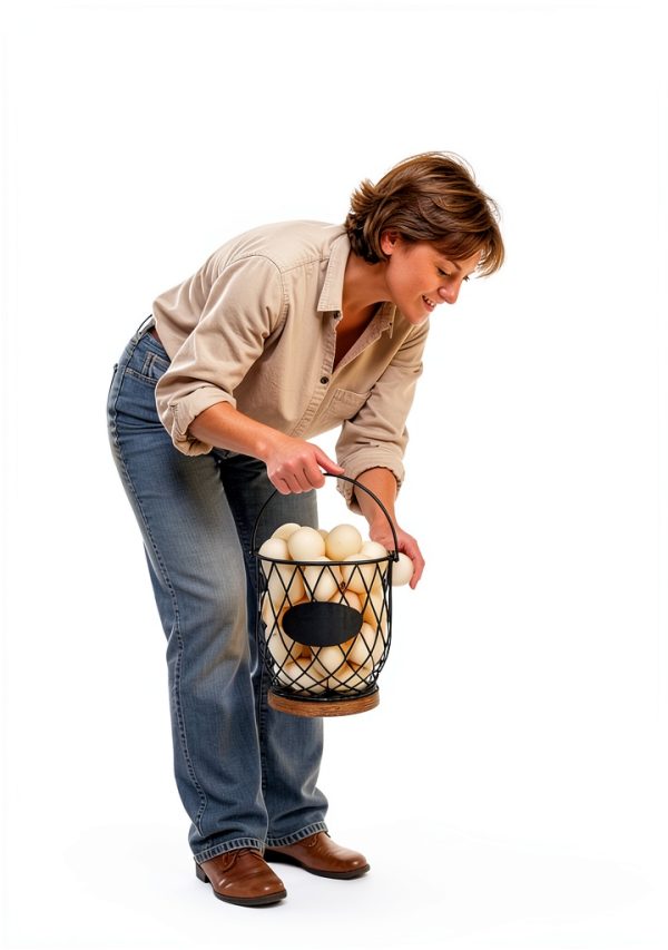 Egg Basket Banawey Metal Wood Round Storage-4