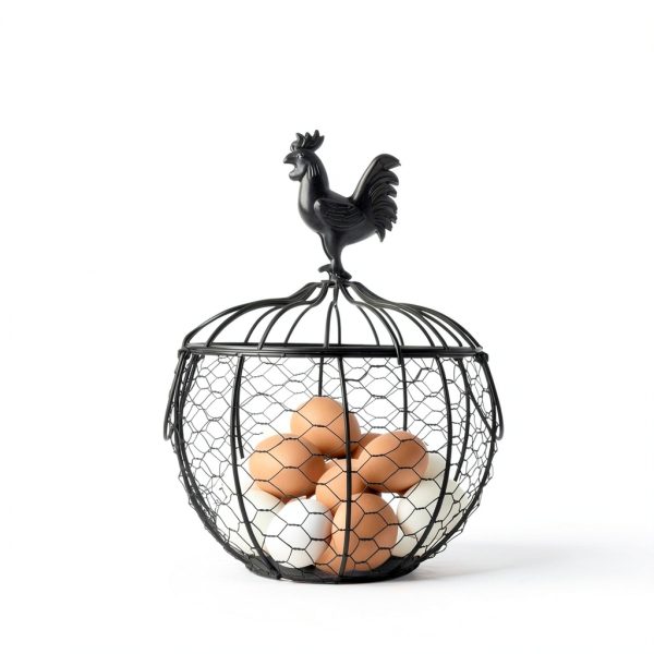 Metal Egg Basket with Chicken Lid Farmhouse Style by anmylee-6
