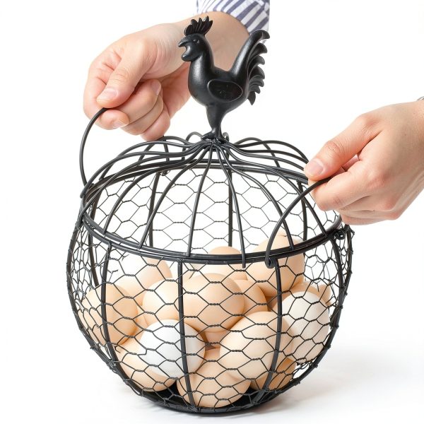 Metal Egg Basket with Chicken Lid Farmhouse Style by anmylee-3
