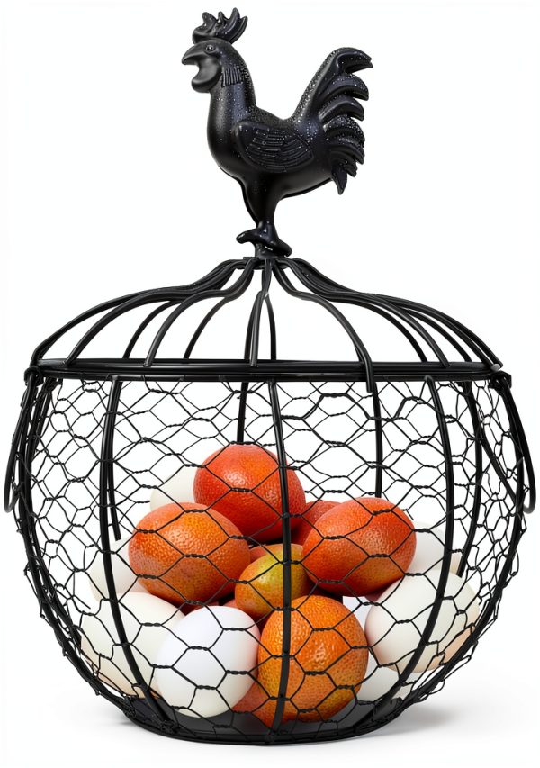 Metal Egg Basket with Chicken Lid Farmhouse Style by anmylee-0