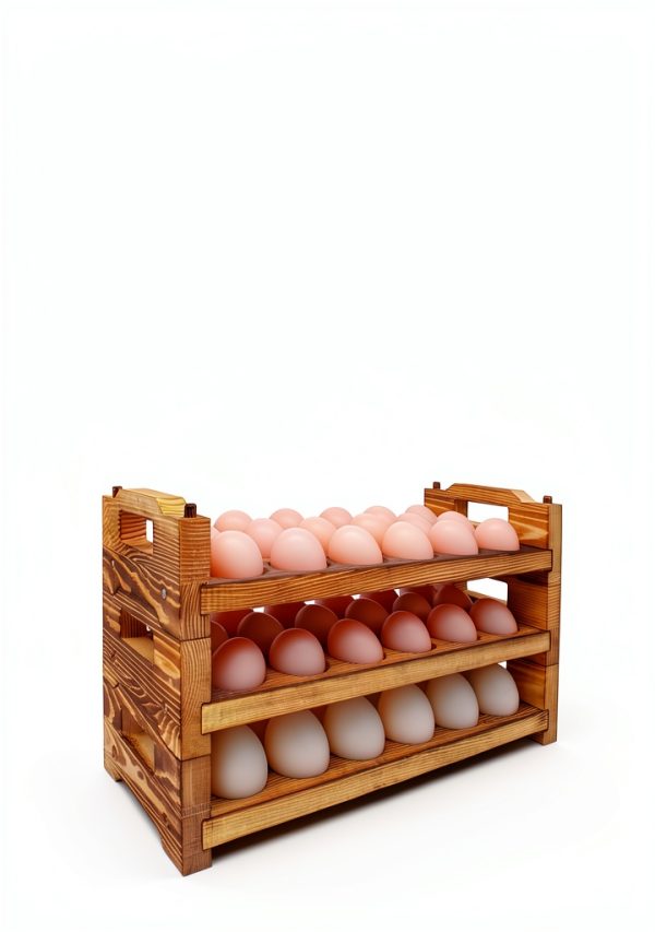 Wooden Egg Basket Set Rustic Style CVHOMEDECO Kitchen-1