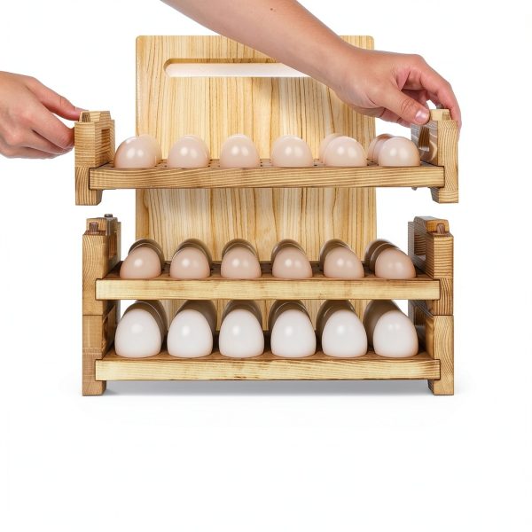 Wooden Egg Basket Set Rustic Style CVHOMEDECO Kitchen-4