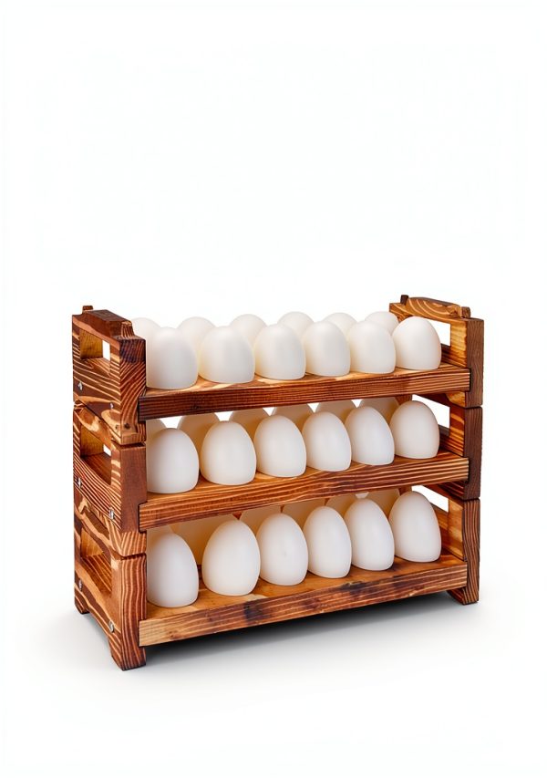 Wooden Rustic 3-Tier Egg Holder CVHOMEDECO Kitchen Storage-1