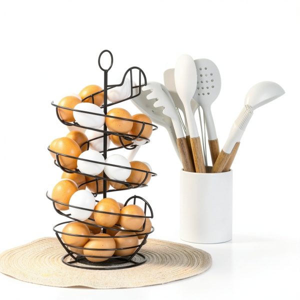 Shop Square Egg Dispenser Black Modern Spiral Storage Basket-6