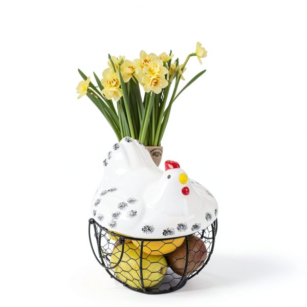 AVLA Ceramic Chicken Egg Basket Storage-6