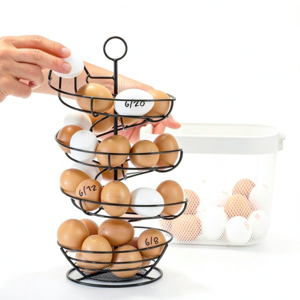 Shop Square Egg Dispenser Black Modern Spiral Storage Basket-4