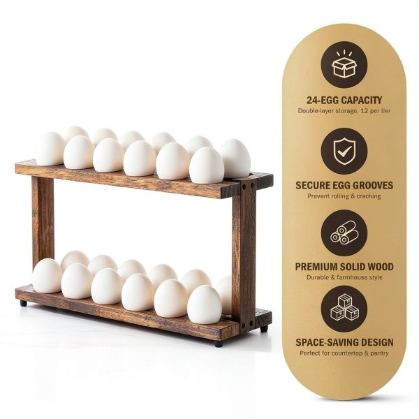 Wooden Egg Holder PEKER 2‑Tier Paulownia Wood-2