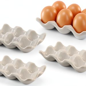 White Ceramic Egg Holder Tray by DEAYOU-0