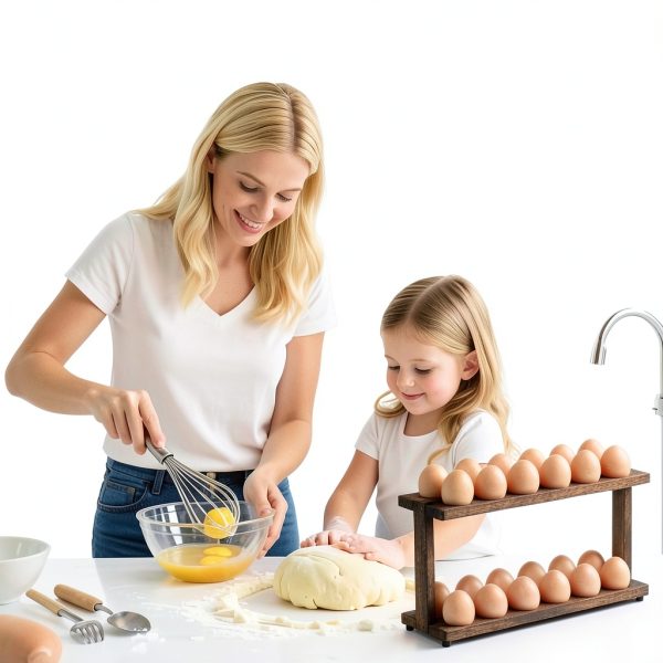 Wooden Egg Holder PEKER 2‑Tier Paulownia Wood-5