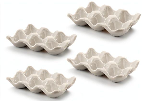 White Ceramic Egg Holder Tray by DEAYOU-2