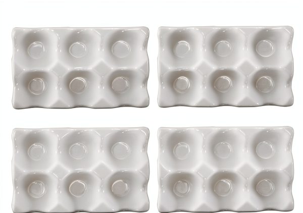 White Ceramic Egg Holder Tray by DEAYOU-7