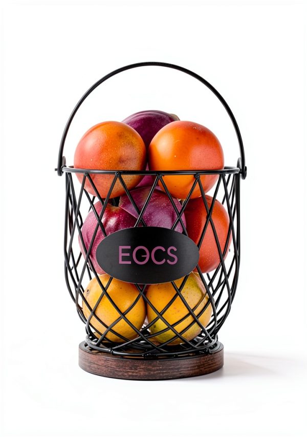 Egg Basket Banawey Metal Wood Round Storage-5