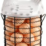 Hiceeden Egg Basket White Metal Wire Chicken Lid Kitchen-0