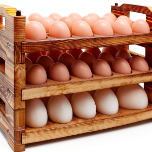 Wooden Egg Basket Set Rustic Style CVHOMEDECO Kitchen-0