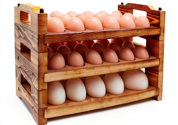 Wooden Egg Basket Set Rustic Style CVHOMEDECO Kitchen-0