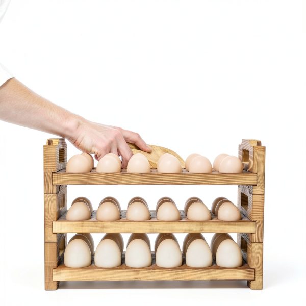Wooden Egg Basket Set Rustic Style CVHOMEDECO Kitchen-2