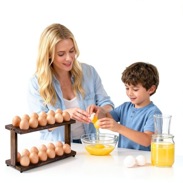 Wooden Egg Holder PEKER 2‑Tier Paulownia Wood-3