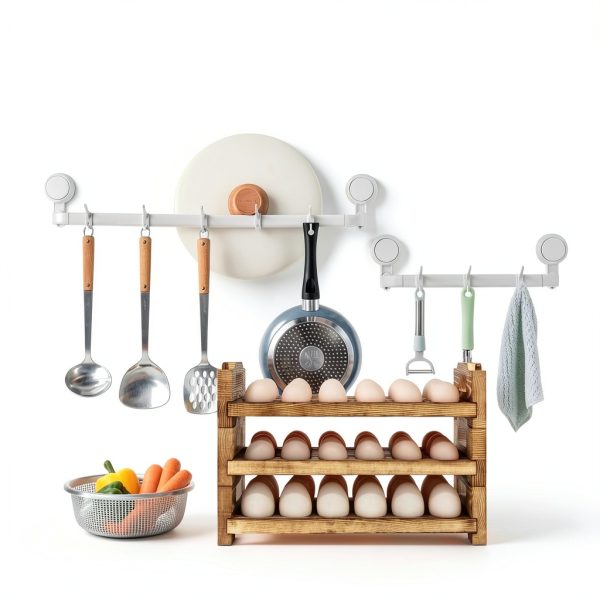 Wooden Egg Basket Set Rustic Style CVHOMEDECO Kitchen-5