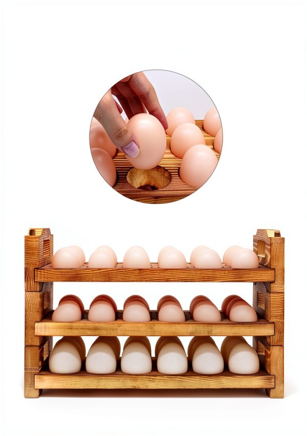 Wooden Egg Basket Set Rustic Style CVHOMEDECO Kitchen-3