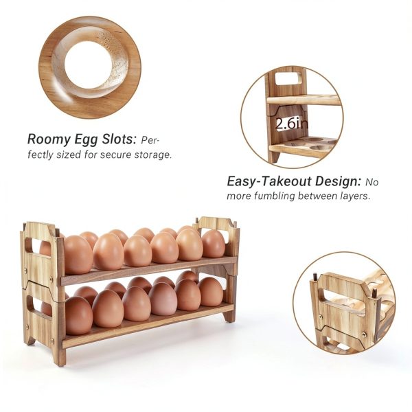 Yuoyar Wooden Egg Basket Rustic Pine Storage Holder-5