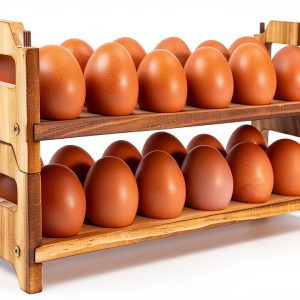 Yuoyar Wooden Egg Basket Rustic Pine Storage Holder-0