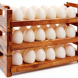 Wooden Rustic 3-Tier Egg Holder CVHOMEDECO Kitchen Storage-0