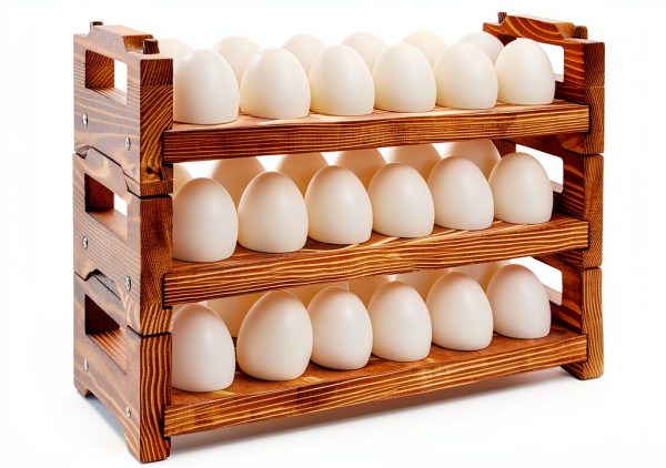 Wooden Rustic 3-Tier Egg Holder CVHOMEDECO Kitchen Storage-0
