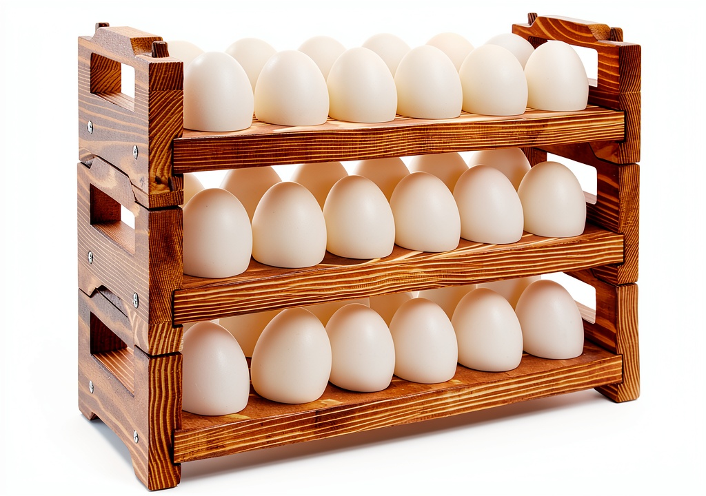 Wooden 3-Tier Egg Holder on a kitchen counter