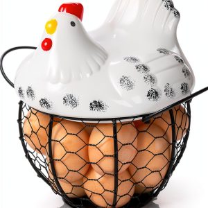 AVLA Ceramic Chicken Egg Basket Storage-0