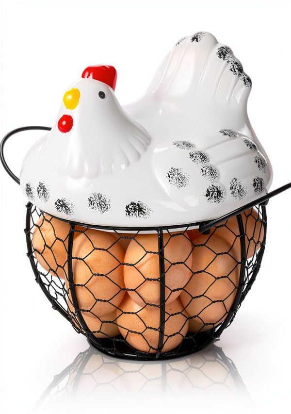 AVLA Ceramic Chicken Egg Basket Storage-0